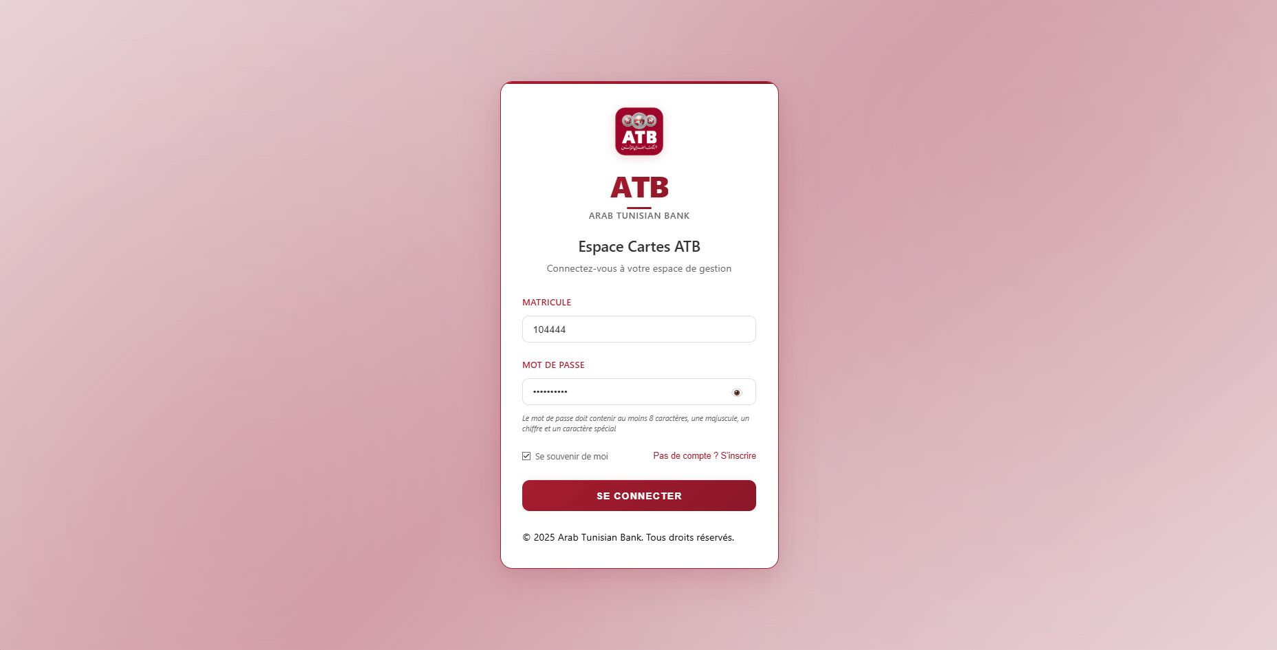 Page de connexion